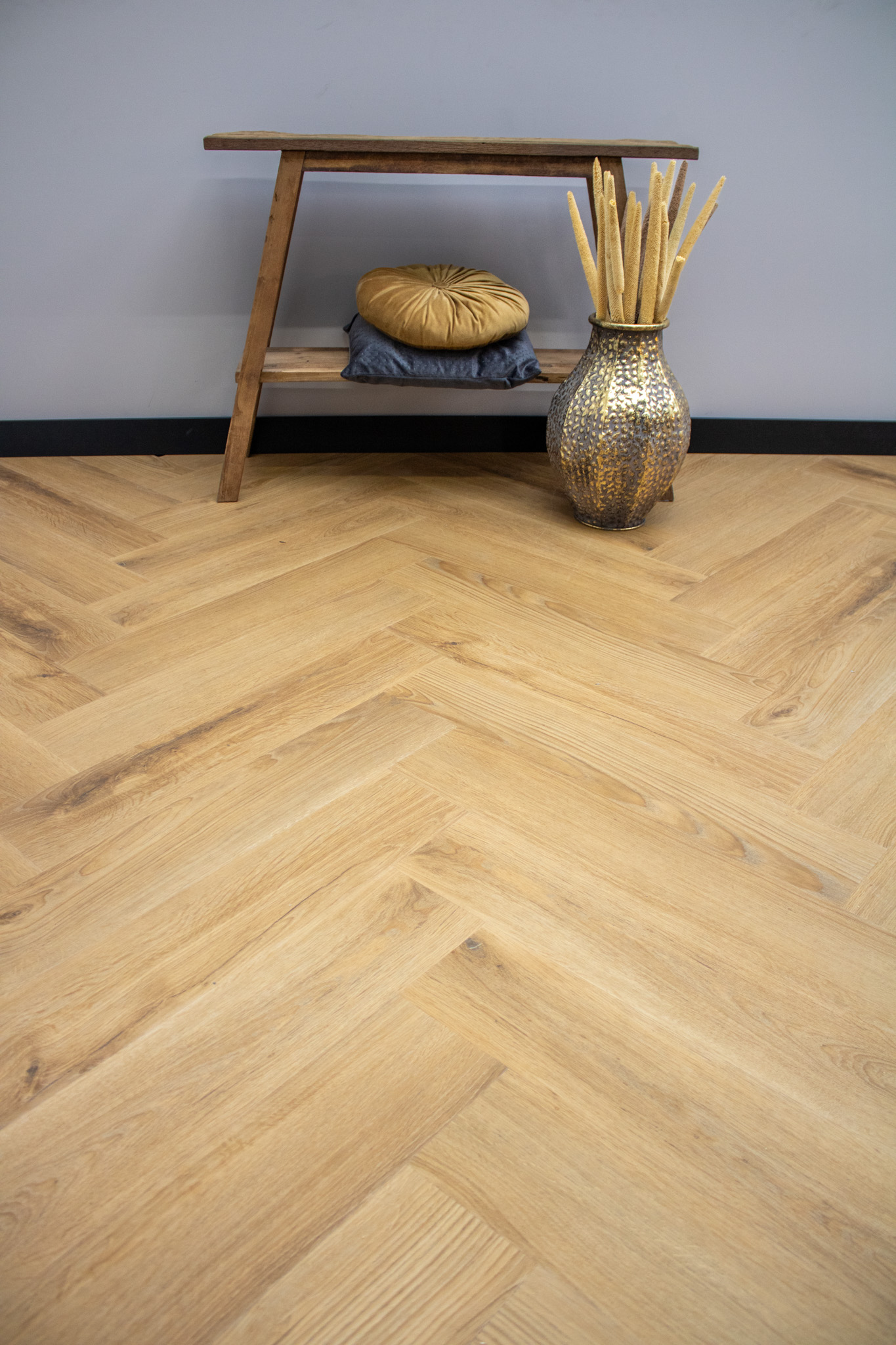 Zacht taupe klik PVC-visgraatvloer Zacht taupe klik PVC-visgraatvloer